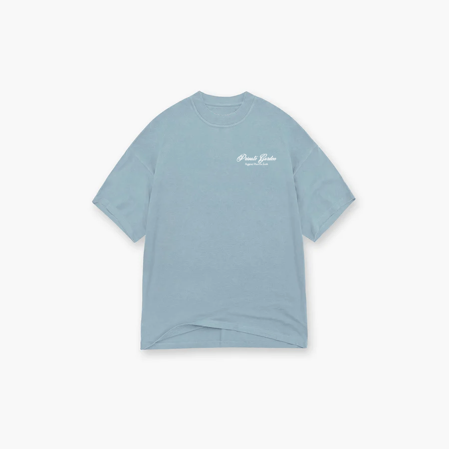 Private Garden Sky Blue "Cursive" T-Shirt