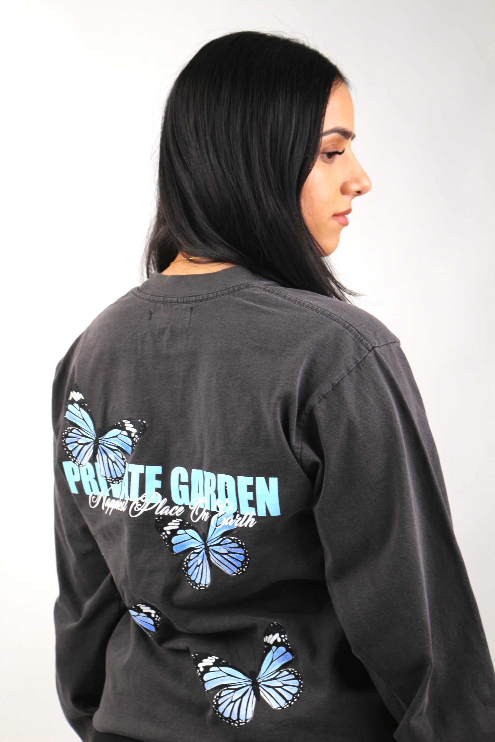 Private Garden "The Garden Club" Vintage Black Long-Sleeve Shirt